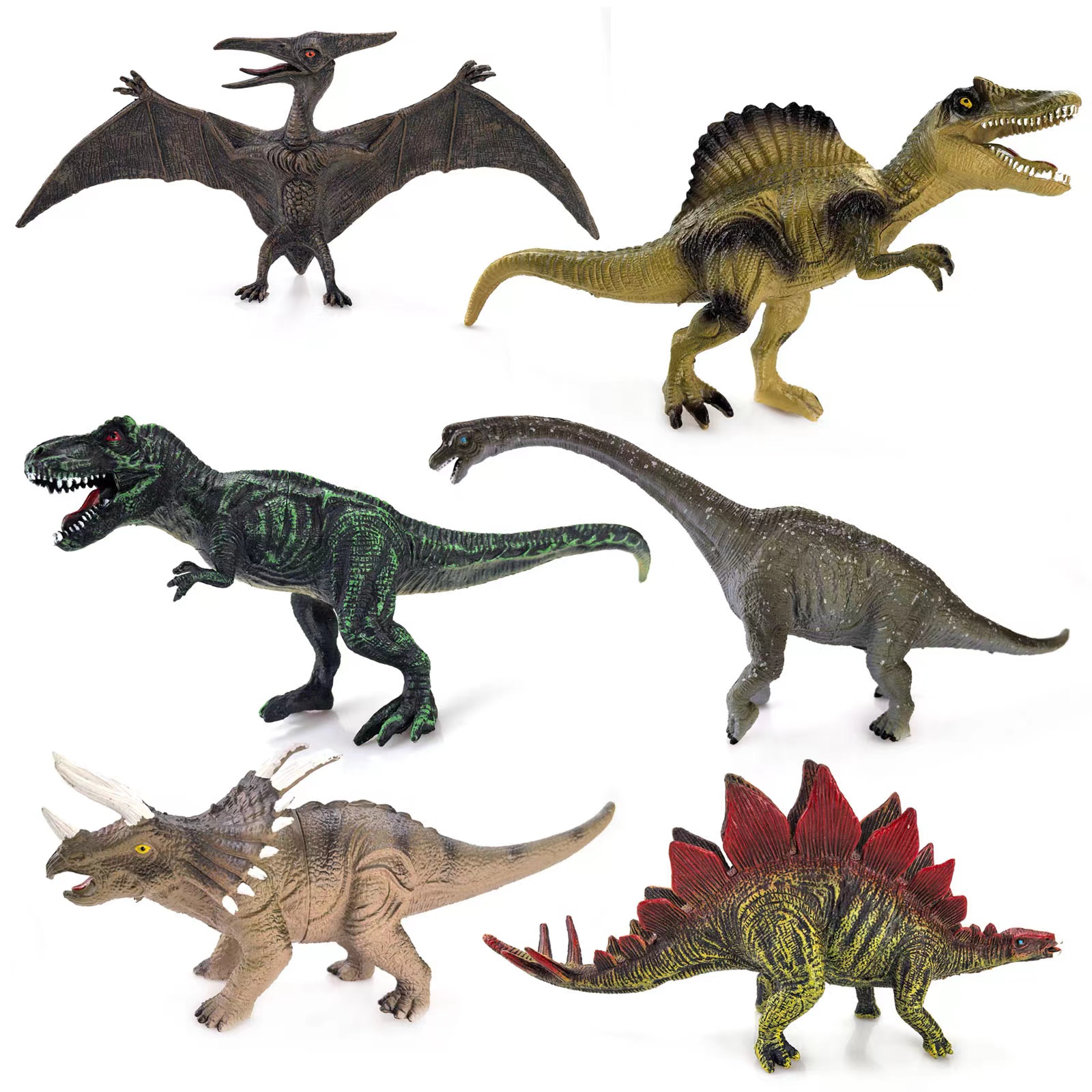 侏罗纪霸王龙恐龙玩具仿真动物模型棘背龙翼龙三角龙模型早教摆件