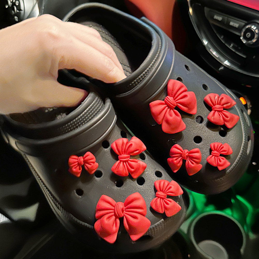 红色粉色橡皮紫蝴蝶结洞洞鞋鞋花配饰鞋花装饰扣配件