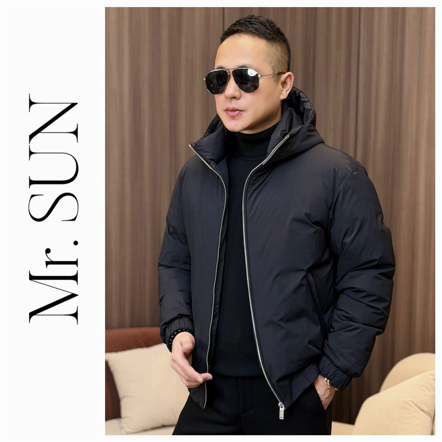 孙先生男装|都市时尚户外风男款冬季鹅绒服配羊皮连帽短款877812