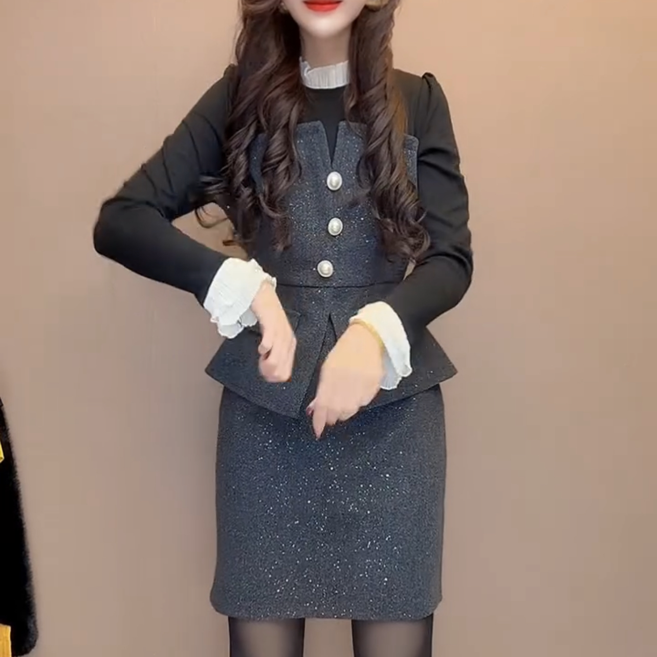 灰色针织衫冬季新款绝美设计感高端小资气质收腰上衣女