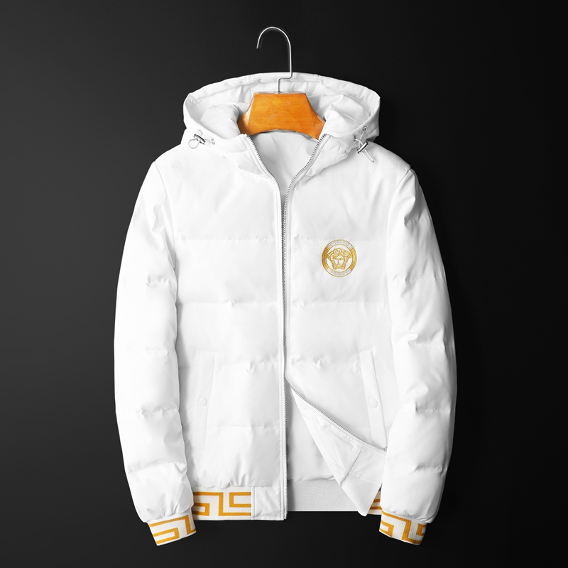 DEFOMONT潮牌连帽羽绒服男士刺绣大码短款男装白鸭绒保暖外套冬