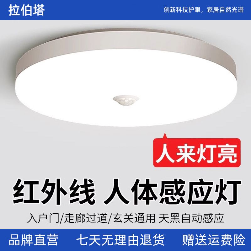红外线人体感应灯自动家用入户门楼道楼梯走廊过道智能雷达吸顶灯