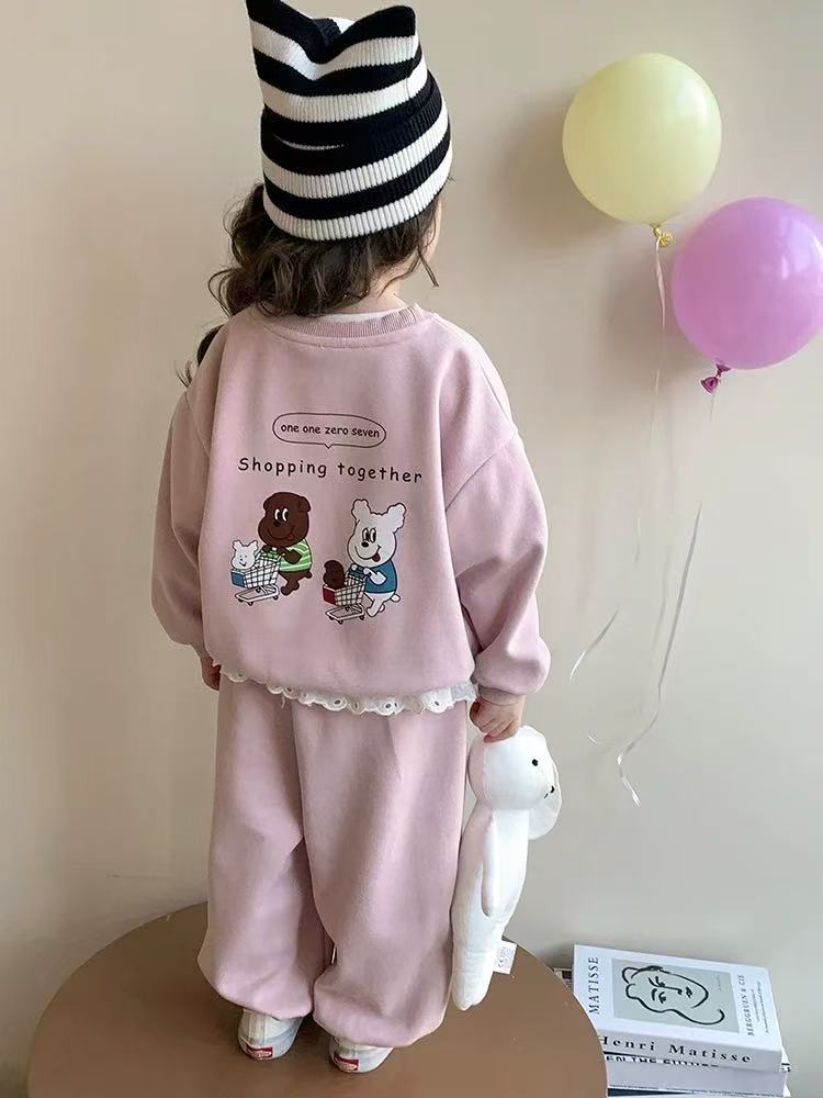 女童套装春秋季2025新款儿童装卫衣卫裤洋气时髦女宝宝运动两件套