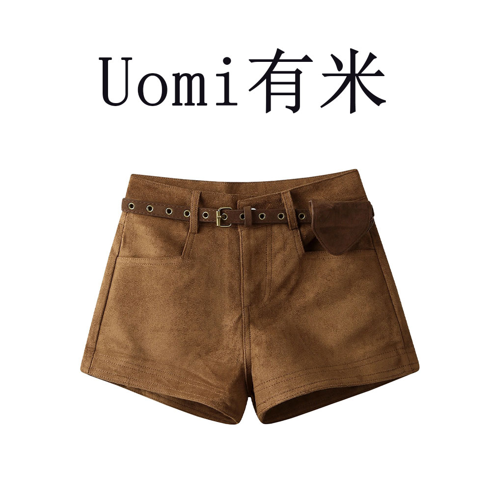 高腰显瘦浅咖色短裤女2025年秋季新款美式辣妹风气质百搭a字靴裤