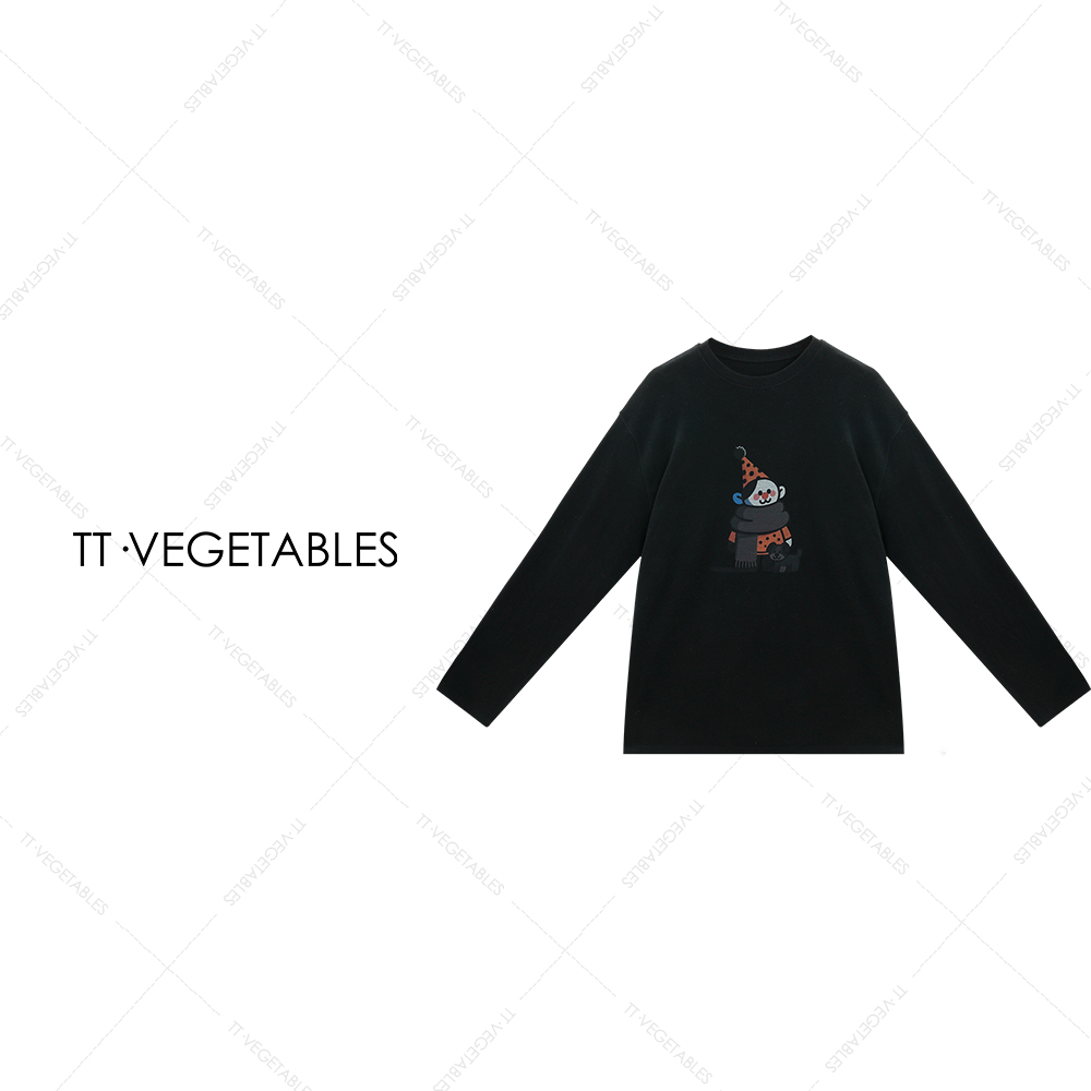 噢芬/小个子 【软润】绵羊毛印花圆领长袖女士T恤上衣522674