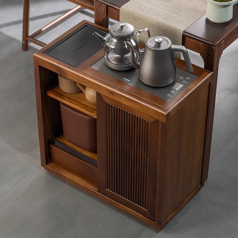 整装茶水柜茶桌边柜烧水壶一体柜实木可移动茶台茶具收纳柜子泡茶