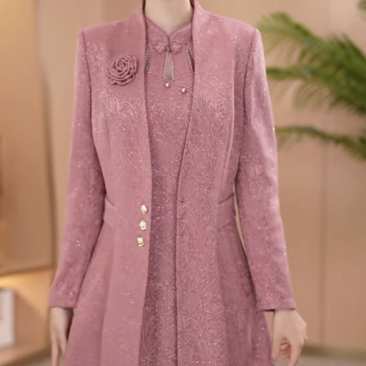 高级提花软精纺时尚气质高贵两件套礼服裙2025秋季新款减龄套装女