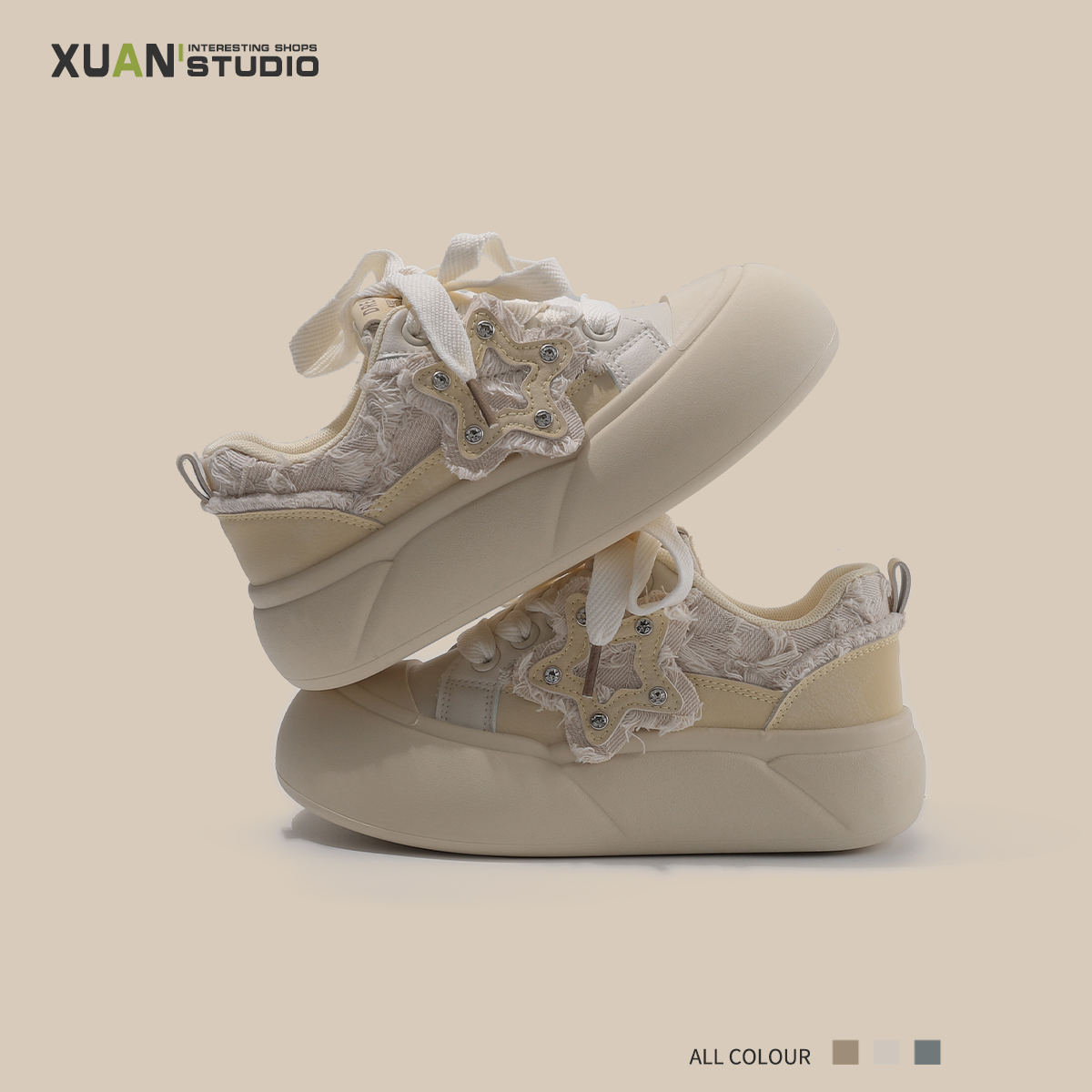 2025夏季新款泡芙鞋鞋子女小众百搭板鞋女时尚休闲鞋厚底潮流女鞋