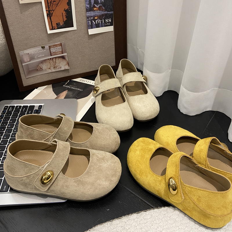 增高休闲风韩版单鞋温柔玛丽珍复古春夏圆头夏季春季包跟勃肯鞋
