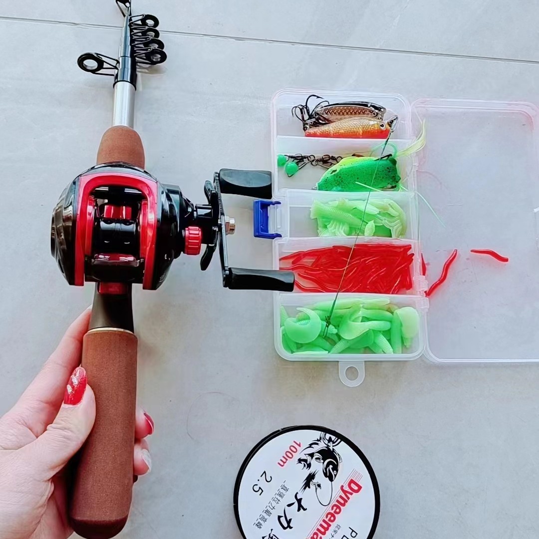 迷你便携小路亚鱼竿碳素伸缩设计超短收缩钓鱼竿套装伸缩竿