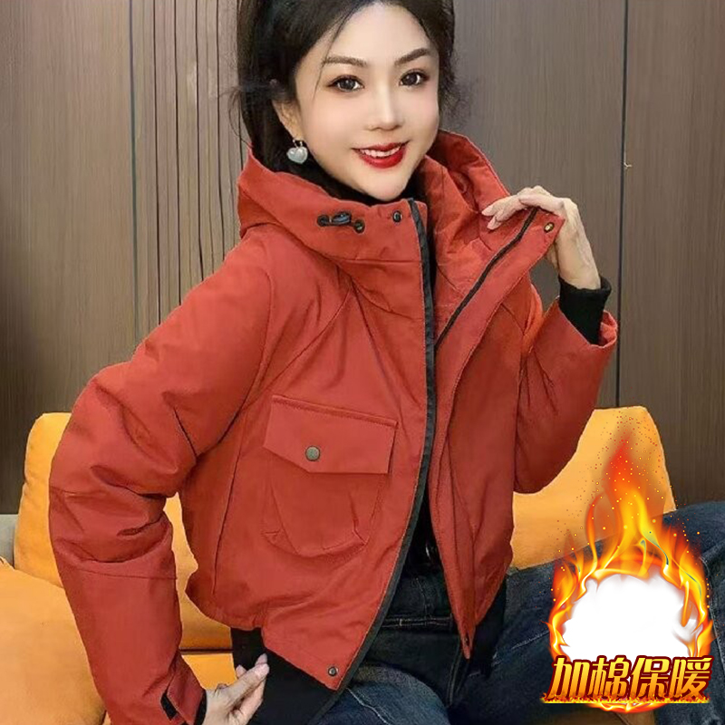 2025年冬季新款加厚保暖连帽棉服外套女休闲宽松显瘦百搭短款棉衣