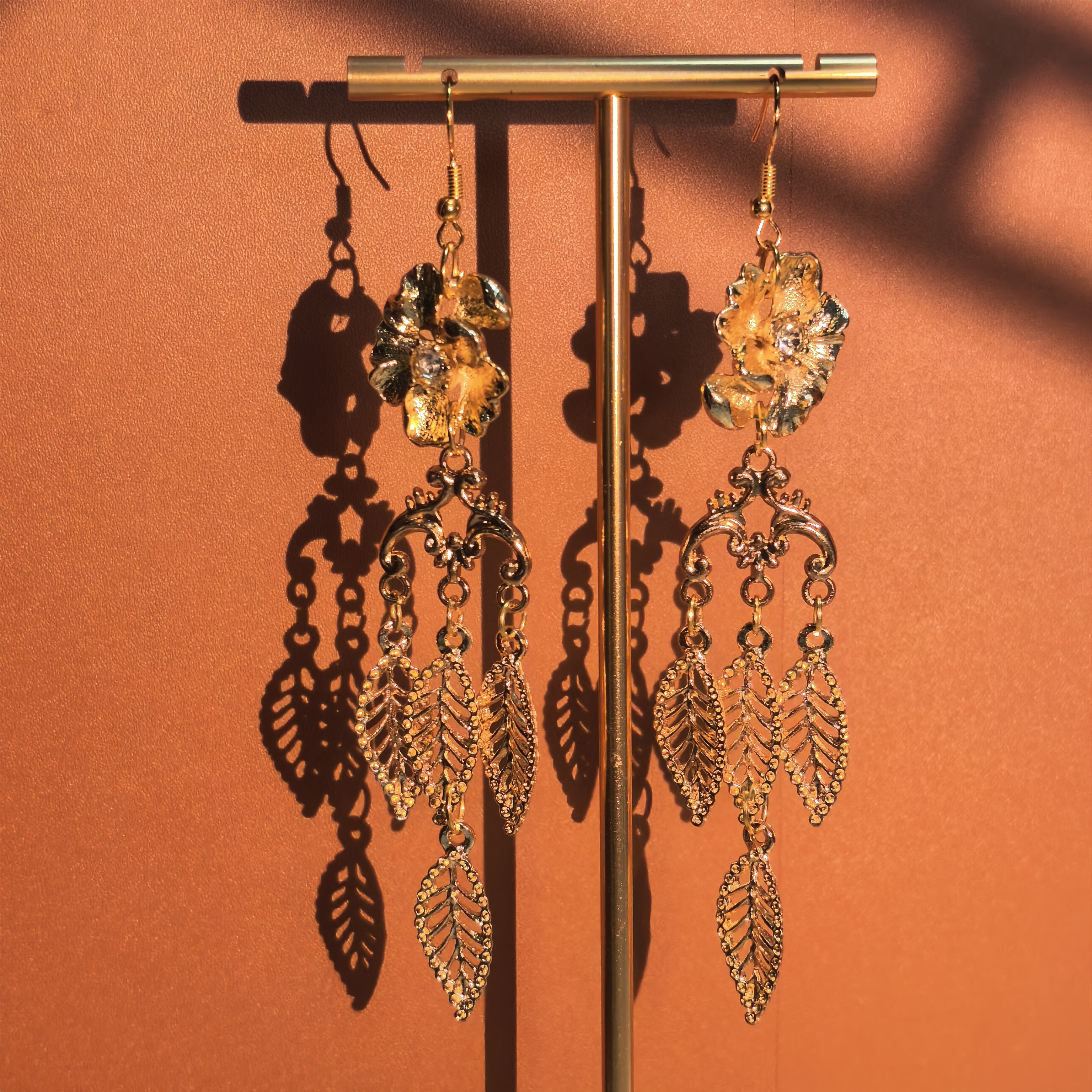 铜合金耳饰 【金枝】原创自制新中式国风耳环耳饰耳钉