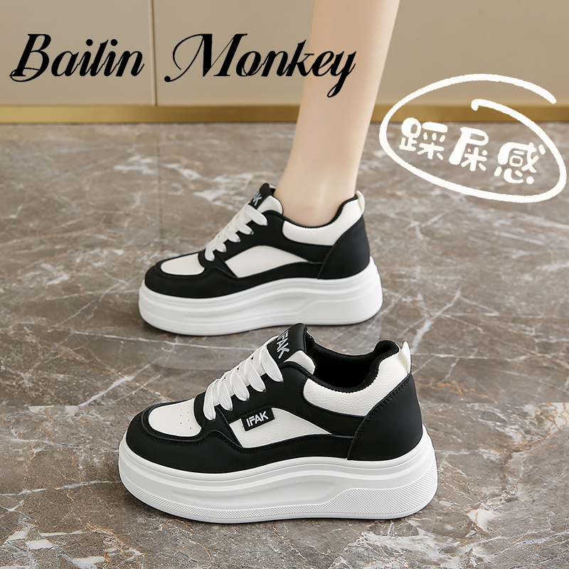 品牌旗舰板鞋女正品2025春季新款百搭复古厚底增高学生休闲运动鞋