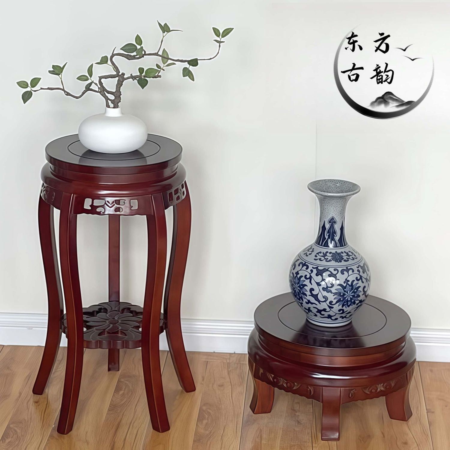 实木花架客厅中式落地盆景摆放架子室内高档花几花瓶新中式花架