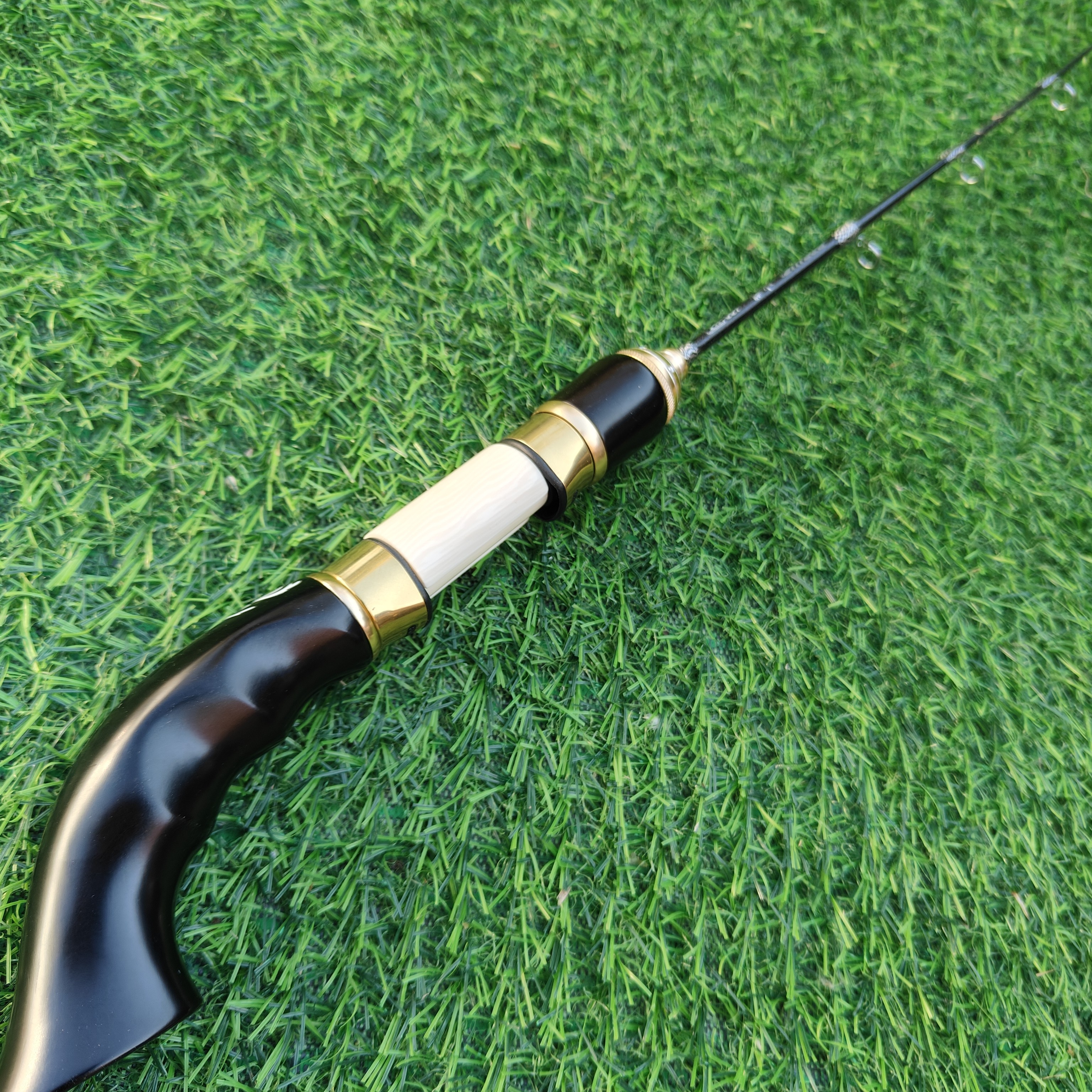 黑檀枪柄象牙白大元扁尾竿稍40 50 60cm冰钓竿