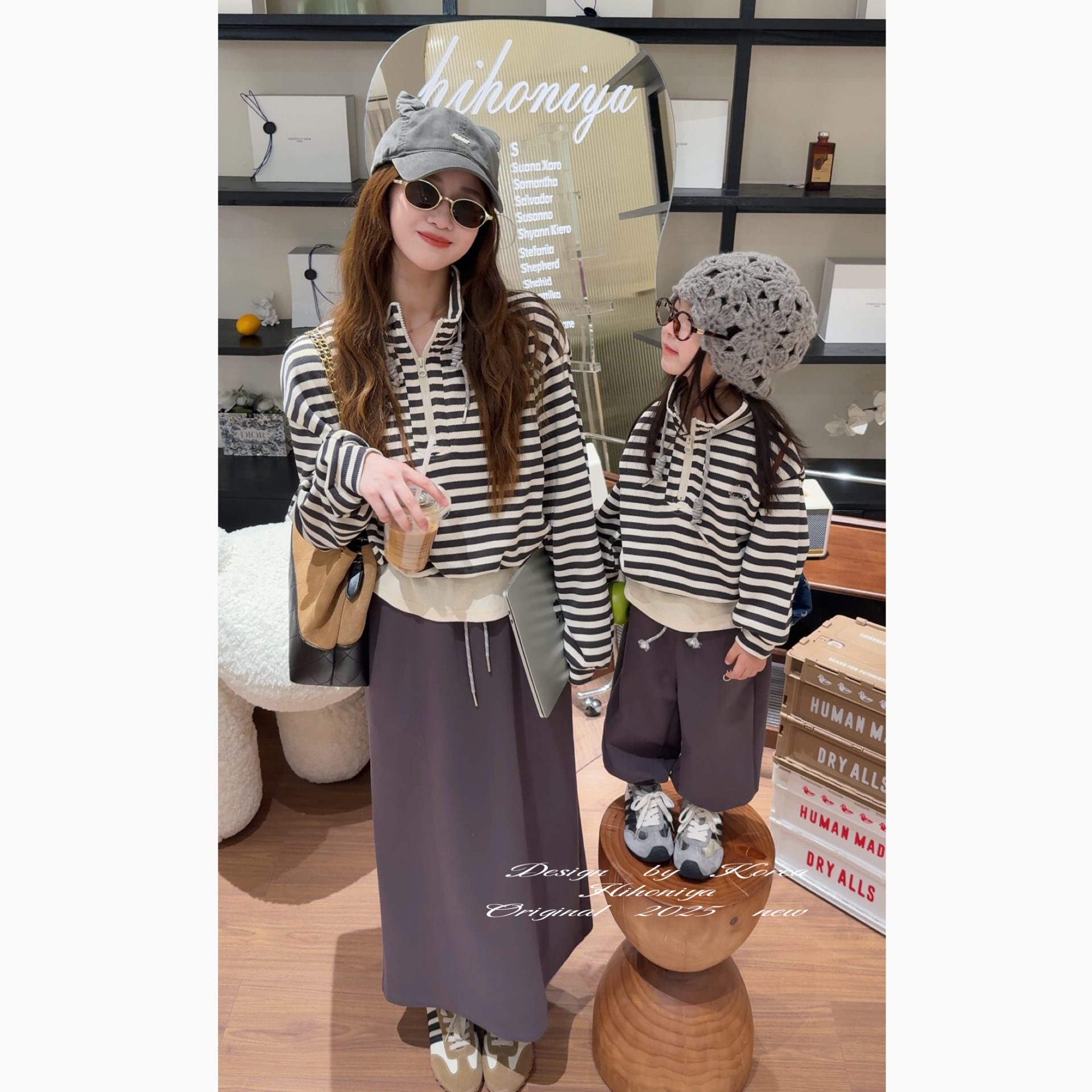 【彼得堡宝宝款】二Hihoniya~2025秋季条纹假两件洋气A类棉立领套装