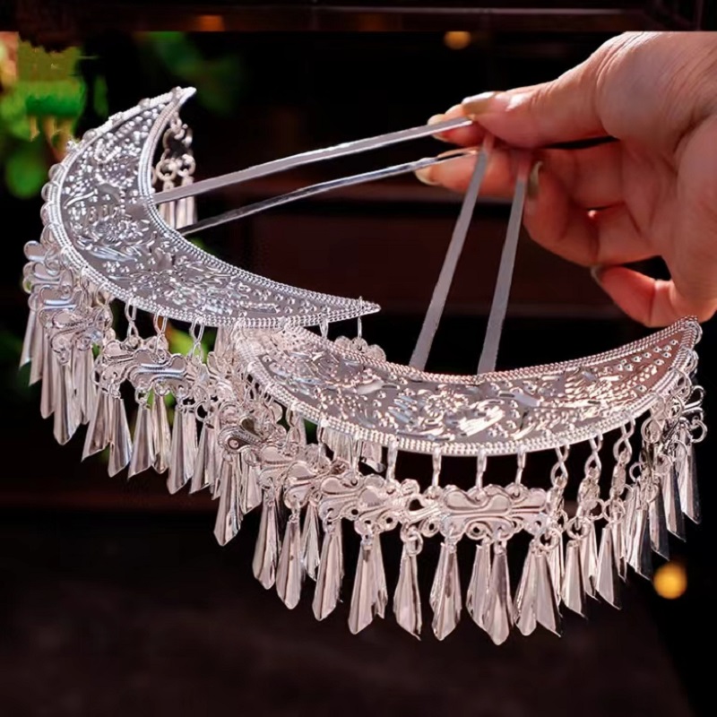 新款苗族头饰民族风复古风铃流苏发簪侗族超仙古风汉服簪子发饰