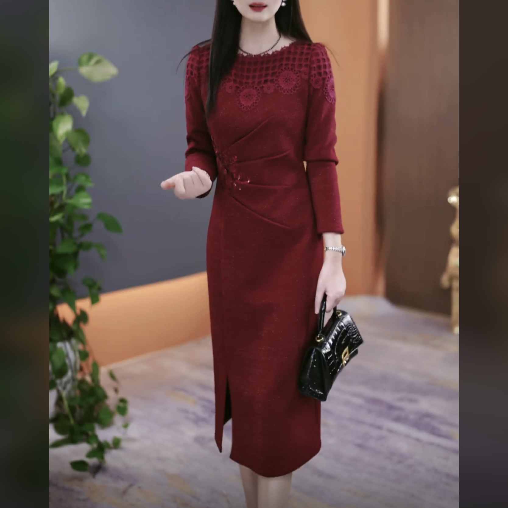 【连衣裙】冬季加厚2025冬季气质韩版显瘦百搭收腰裙子YX25K3535