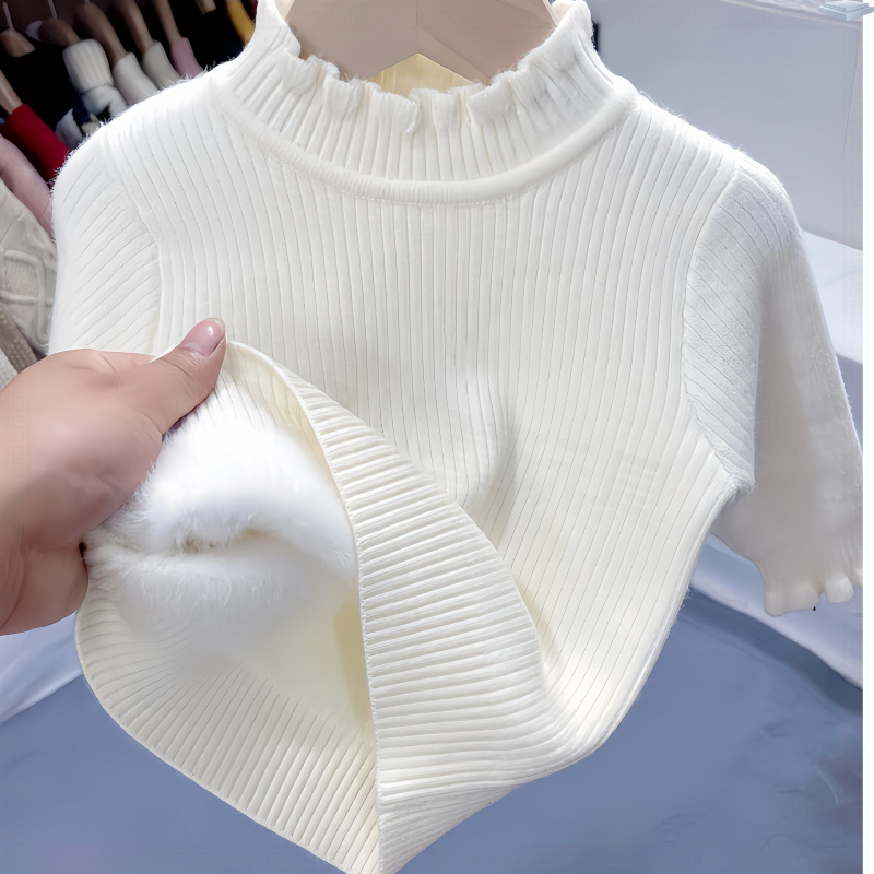 儿童毛衣一体绒2025新款加绒款柔软亲肤抗起球高品质内搭女童毛衣