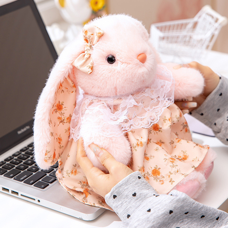 正版赛特嘟嘟飘飘兔毛绒玩具可爱碎花裙小兔子安抚公仔布娃娃礼物