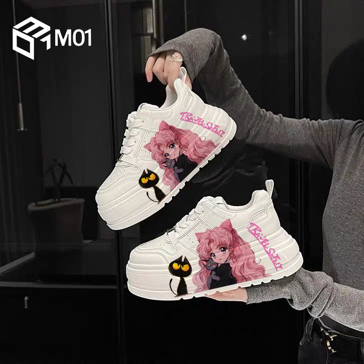M01小白鞋增高厚底女鞋美少女联名款2025春秋新款百搭休闲板鞋