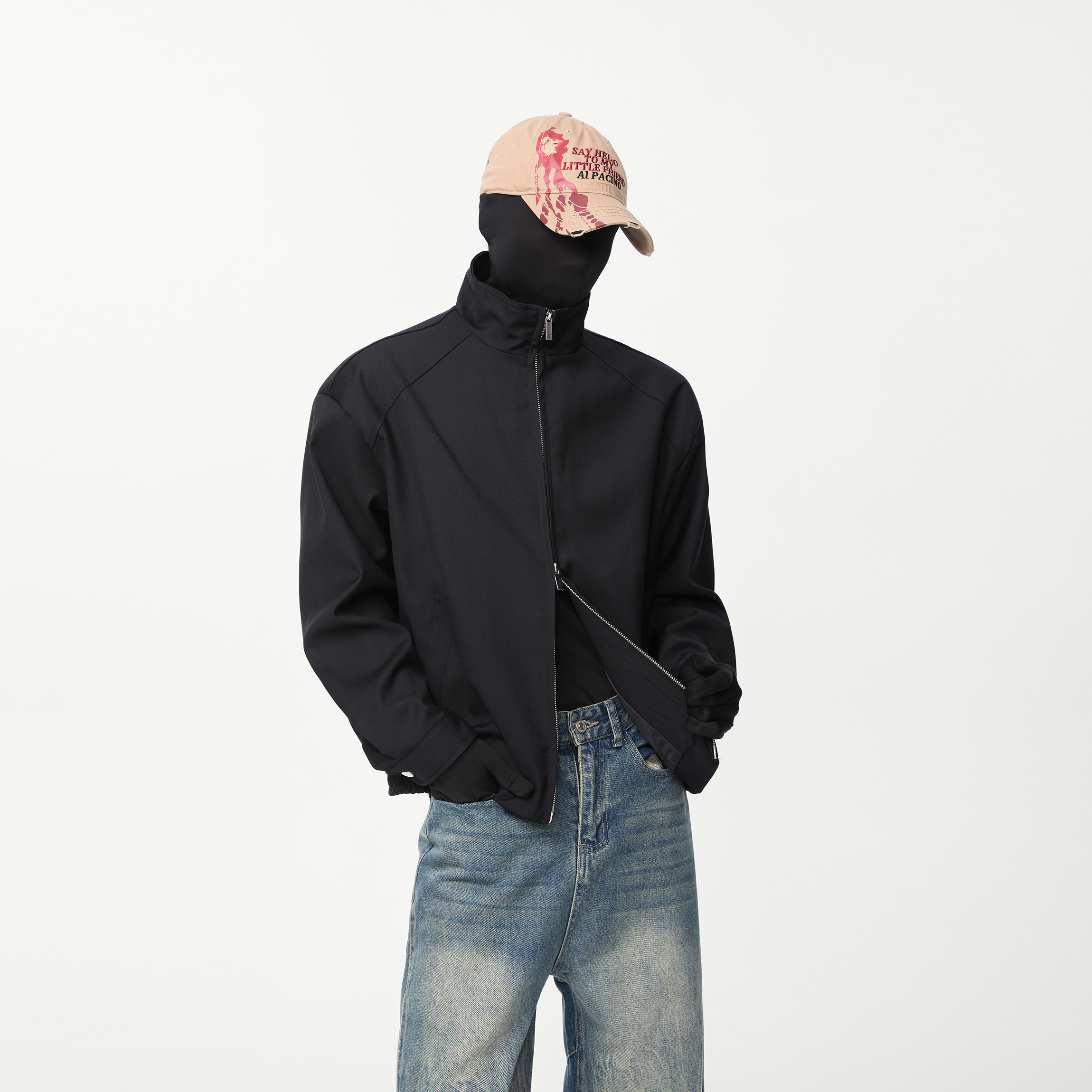 FANGWANG纯色潮牌基础款立领运动外套男女同款开衫夹克