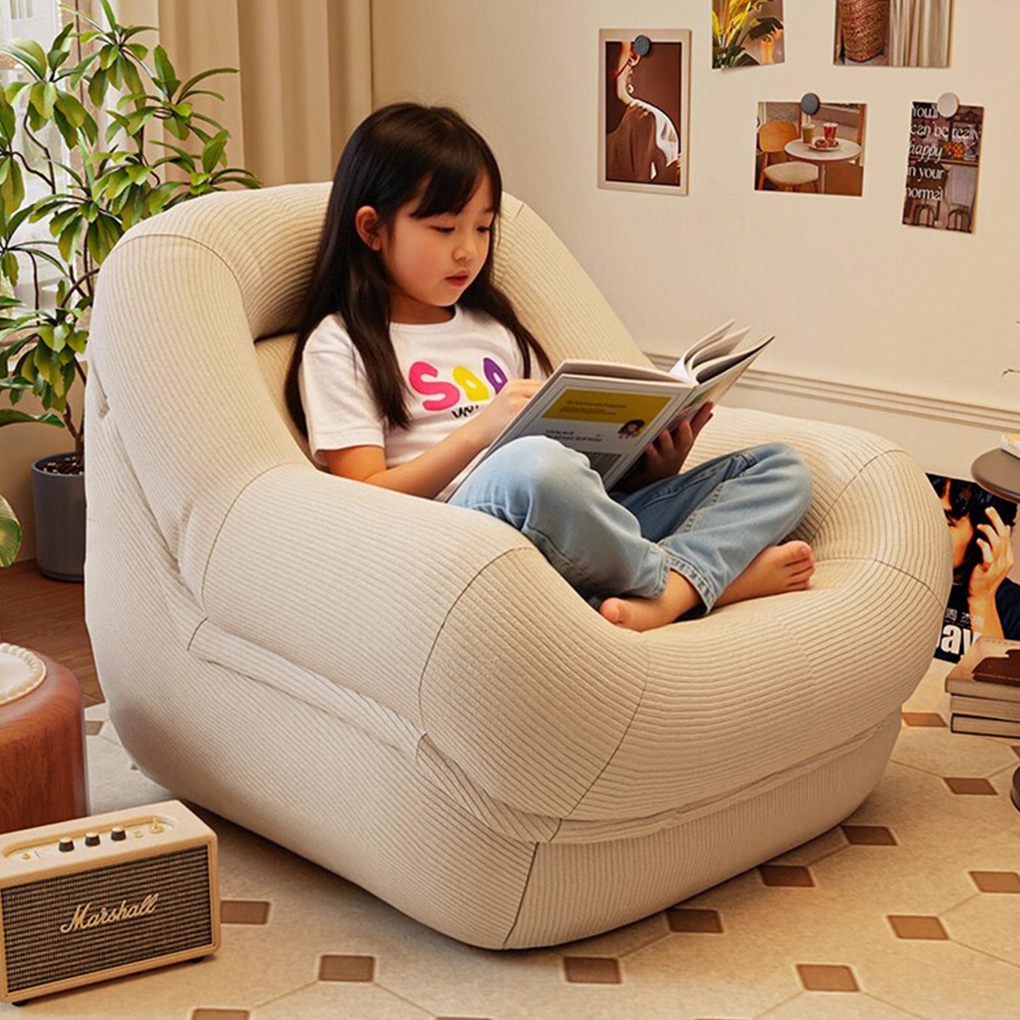 儿童沙发阅读书角专用宝宝懒人沙发可躺可睡小月龄可爱窝窝沙发椅
