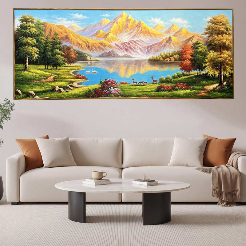 《金峰翠湖》风景山水画客厅办公室沙发背景墙装饰画靠山客厅挂画