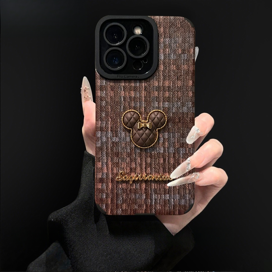 适用轻奢瞳眼十字纹米奇英文苹果17手链手机壳女华为vivo小米oppo