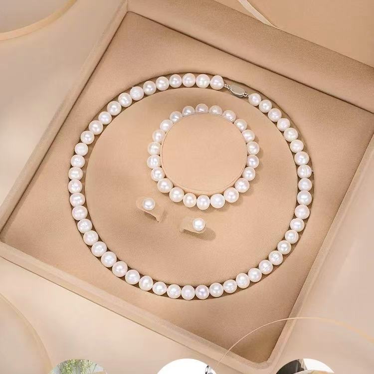 【七夕礼物】珍珠套装礼物项链+手链+耳钉三件套情人节礼物法式浪漫