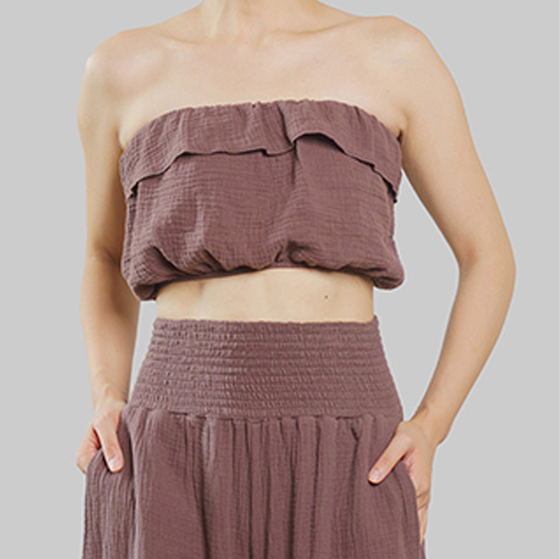 AddOne+1瑜伽休闲时尚baby棉肌理感花边抹胸