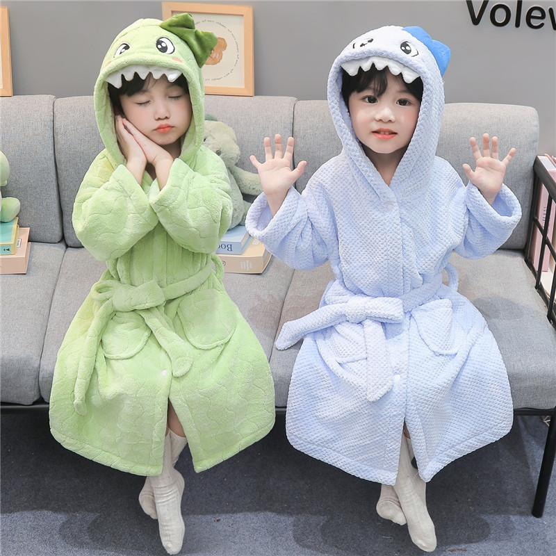儿童浴袍春秋冬睡袍加厚带帽斗篷吸水速干游泳洗澡可穿式吸水浴巾