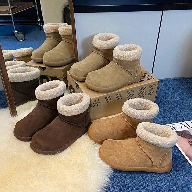 超火勃肯鞋短筒雪地靴女加绒保暖一脚蹬增高秋冬季2025新款棉鞋子