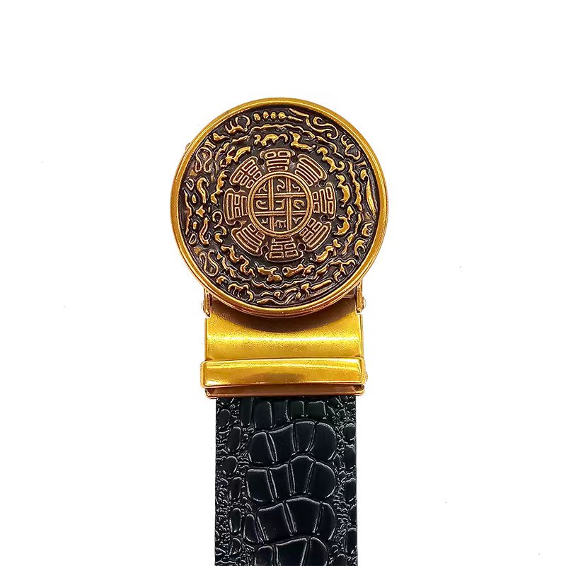 【藏族风】复古八卦生肖圆头皮带真牛皮民族风男士裤腰带