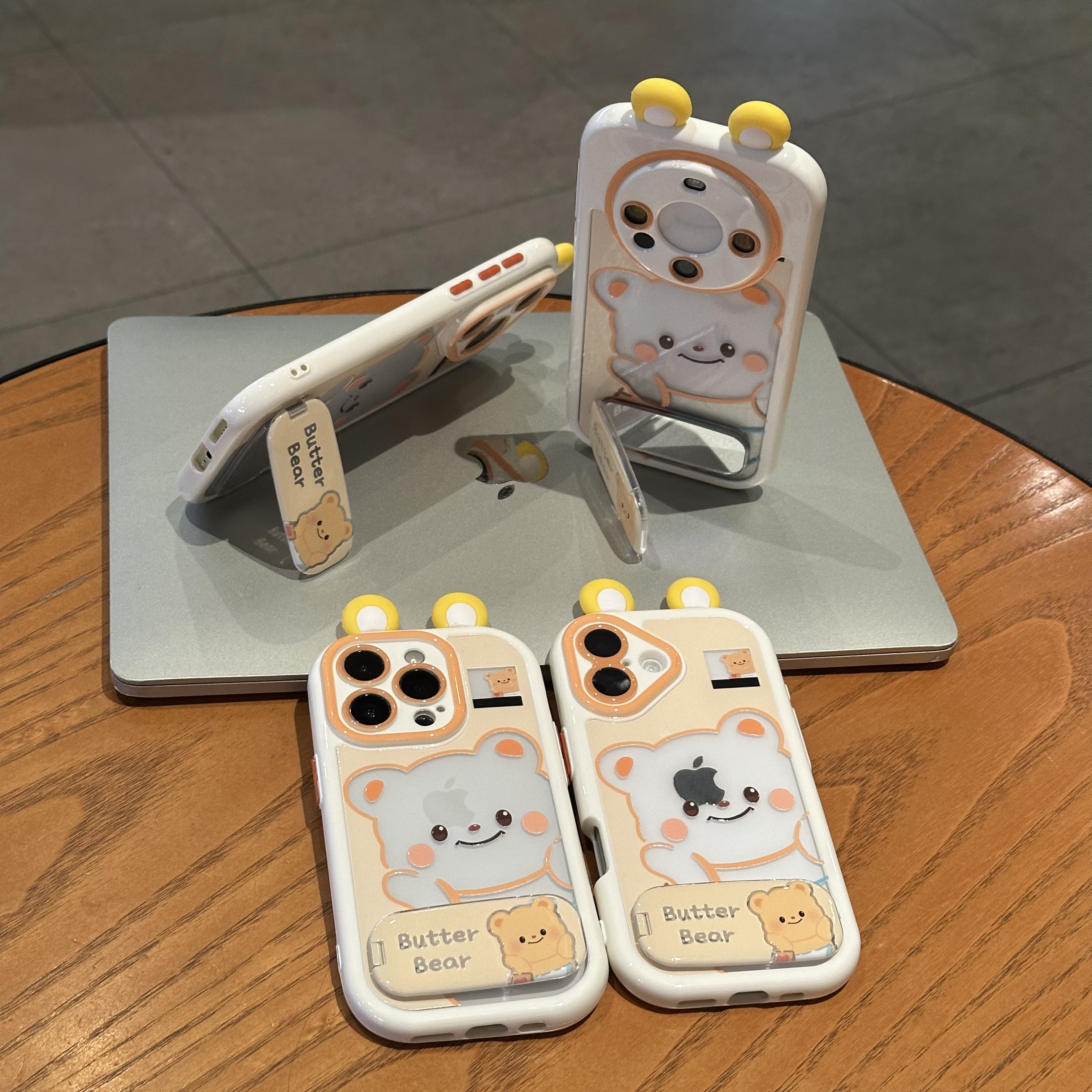欧克里里黄油熊耳朵支架适用苹果16/17promax手机壳华为vivo小米