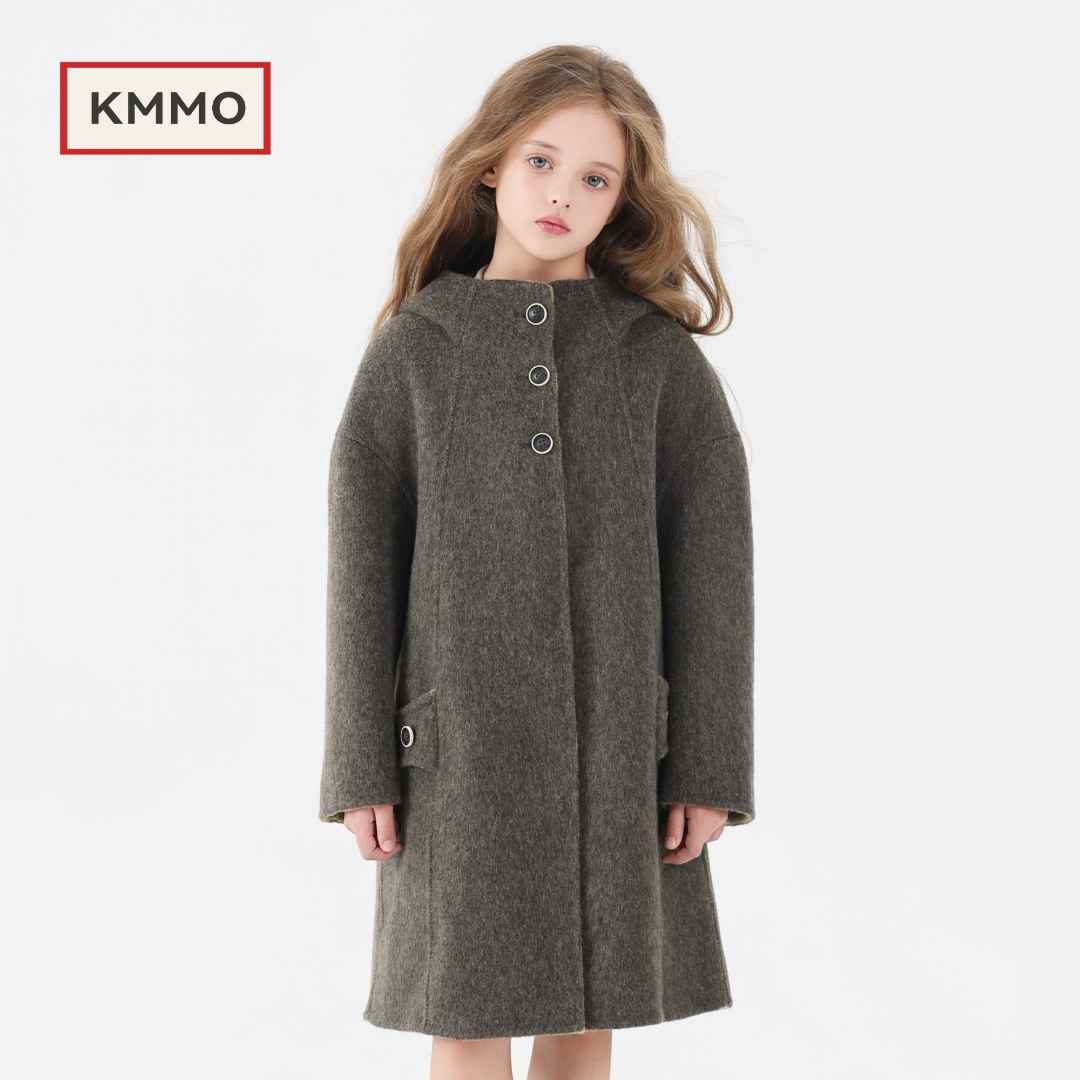 KMMO儿童双面羊毛大衣2025秋冬新款女童呢子外套中长款大衣童装