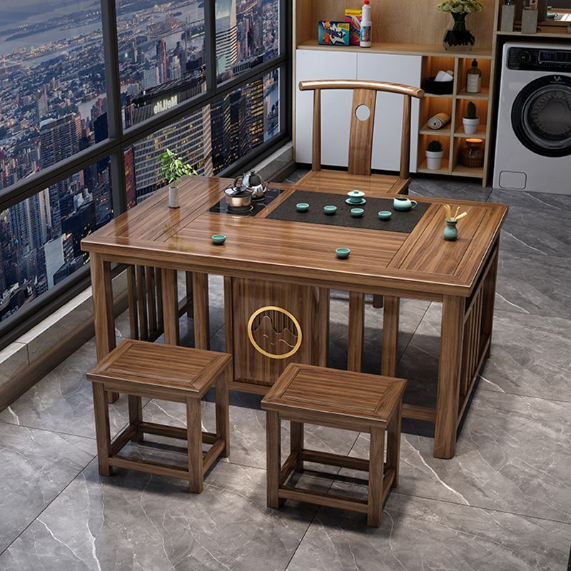 新中式阳台桌椅组合实木功夫茶台茶桌一体套装家用办公小户型泡茶