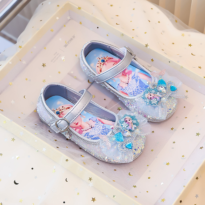 女童鞋子儿童公主皮鞋2025新款春秋季软底爱莎水晶鞋表演单鞋软底