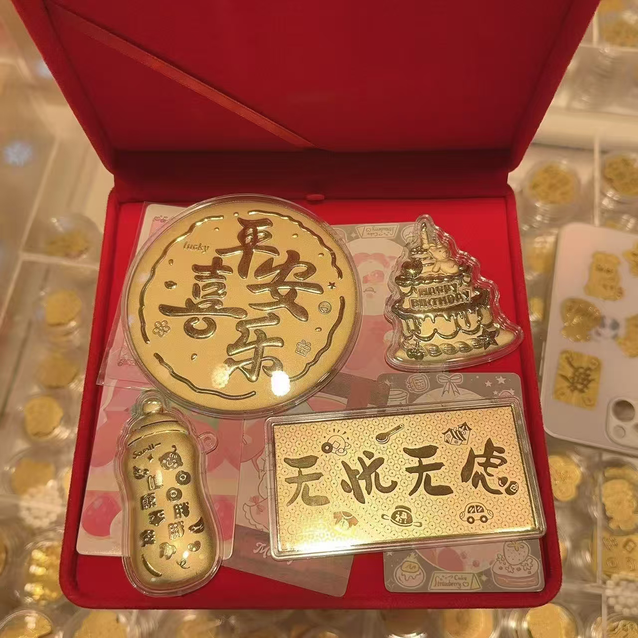 含金工艺品【宝宝满月周岁生日套装】爆款水贝热卖平安喜乐礼品套装