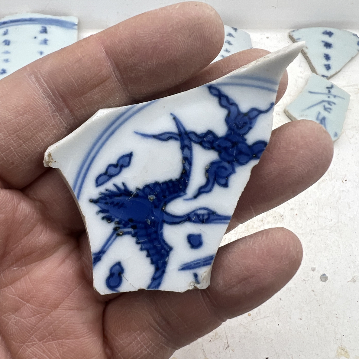 G 青花仙鹤瓷片标本