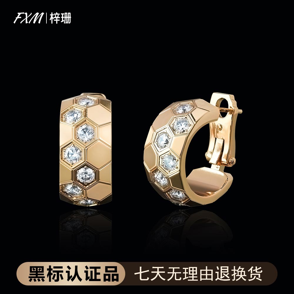 FXM/梓珊  925银针 时尚百搭蜂巢宽版女款耳环 ZR-A149