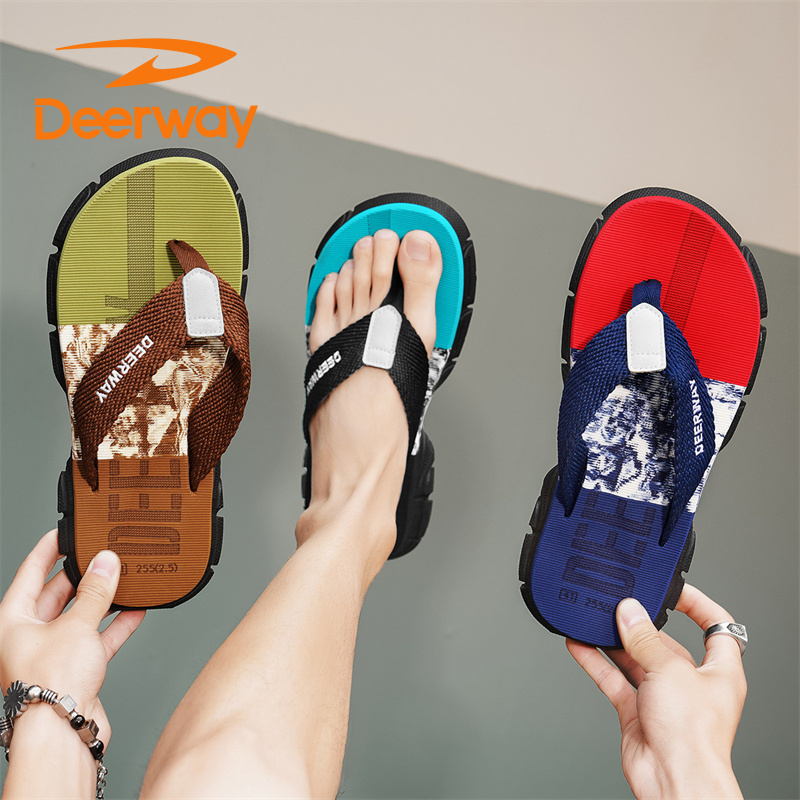 德尔惠韩版男士夏季新款外穿休闲风拖鞋防滑软底干净感痞帅人字拖