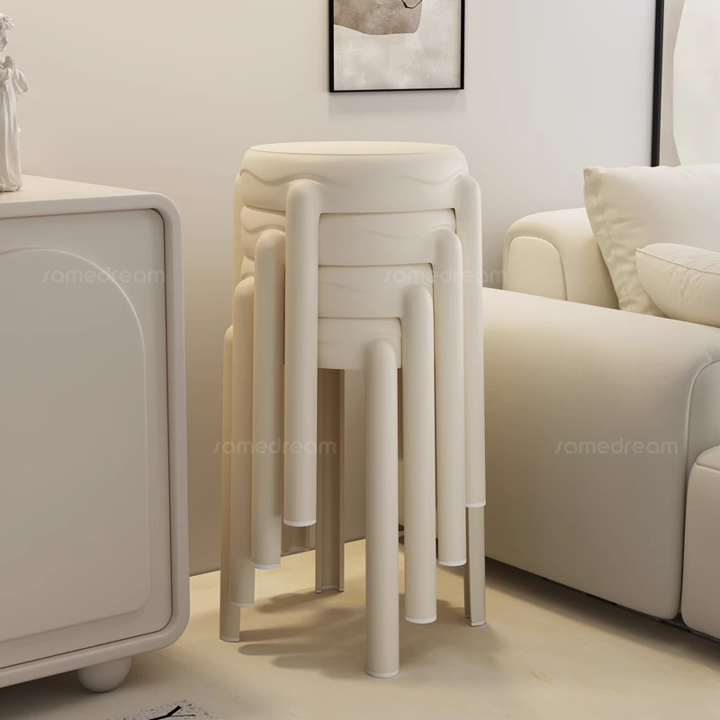 塑料凳子家用可叠放客厅圆凳餐桌轻奢高级感备用结实板凳结实椅子