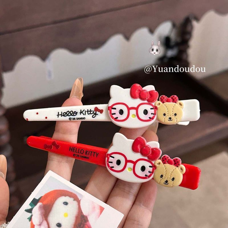 日系可爱kitty发夹大号鸭嘴刘海发夹卡通甜美少女凯蒂发饰收纳