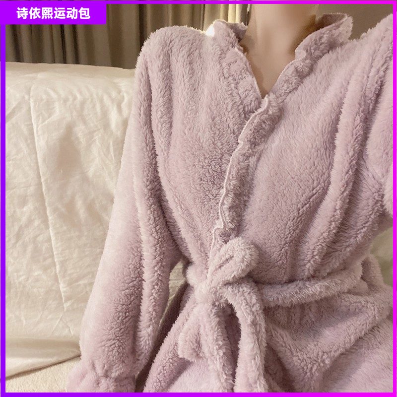2025新款睡袍女秋冬季珊瑚绒加厚加绒长款睡衣洗澡浴袍家居服