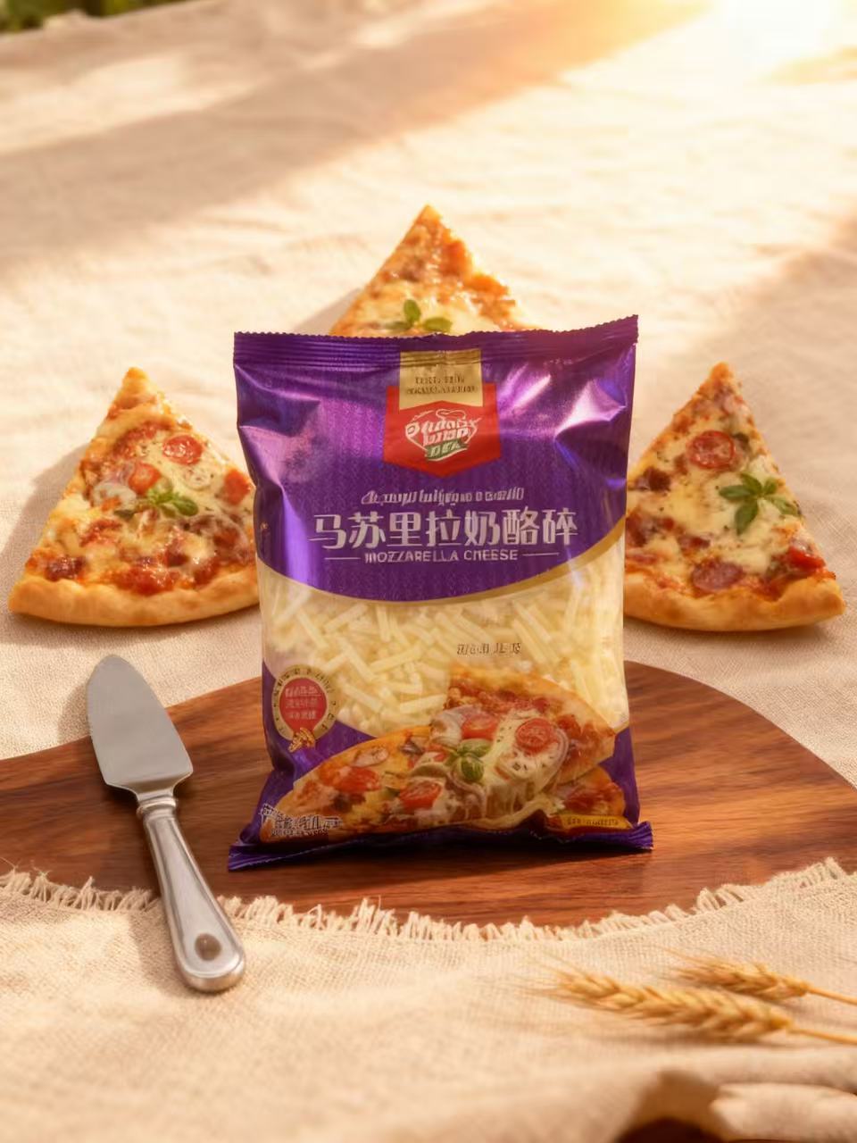 【新疆包邮】太牡莎何披萨饼8/9/10寸Hunarwan马苏里拉奶酪碎400g