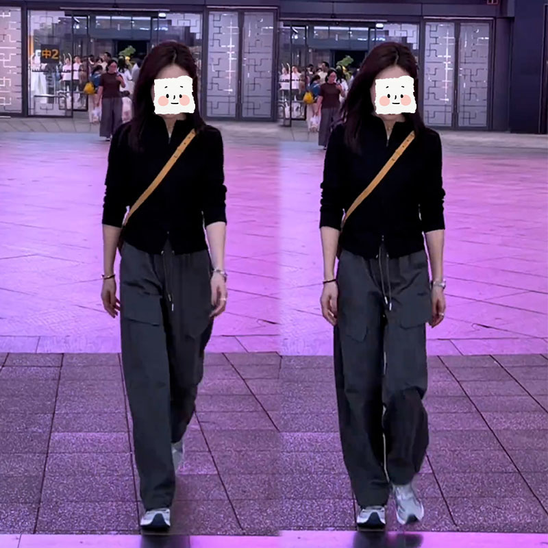 2025秋季新款设计感时尚套装百搭长袖拉链外套女休闲阔腿裤两件套