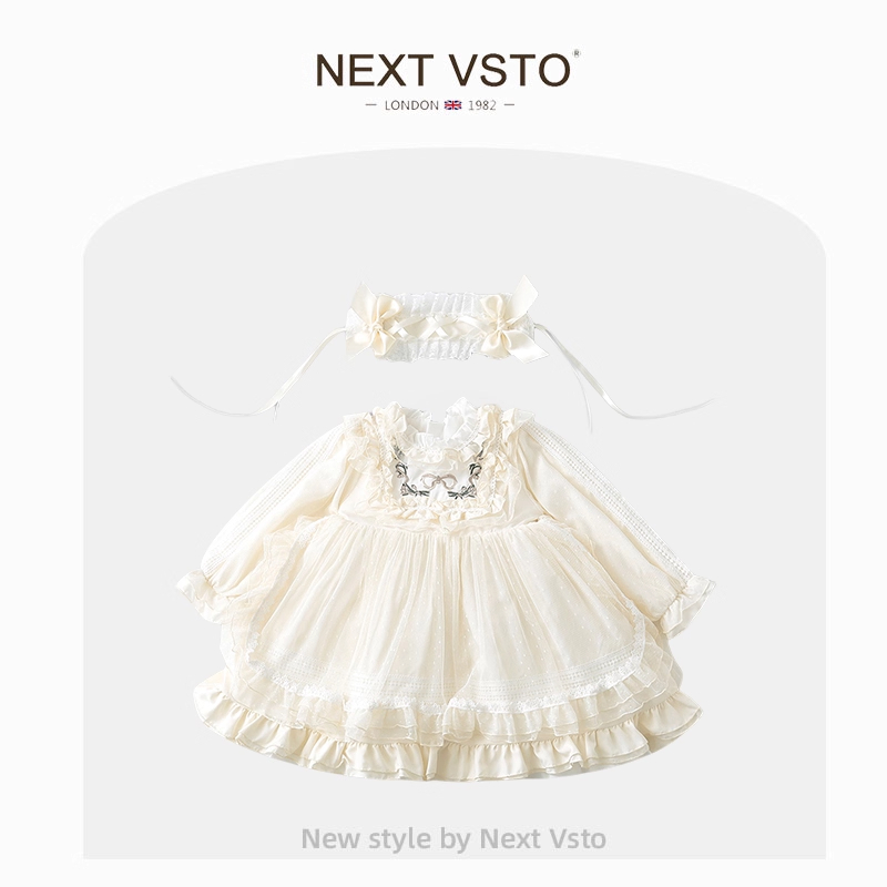 英国NEXT VSTO女童洛丽塔公主裙春秋新款宝宝周岁礼服蓬蓬连衣裙