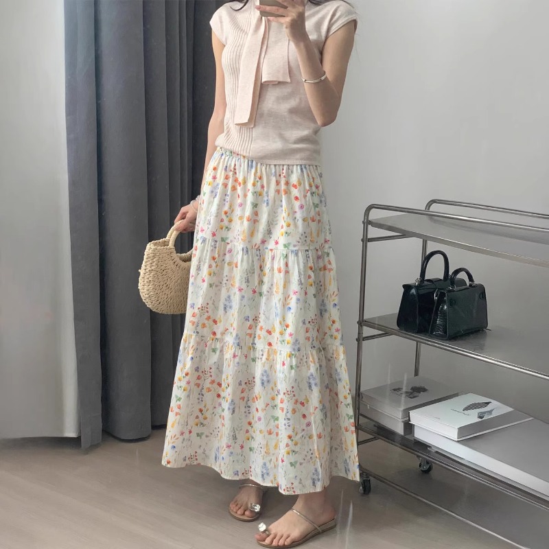 韩系大码显气质碎花裙遮肉显瘦半身裙女夏日薄款梨型遮胯藏肉裙子