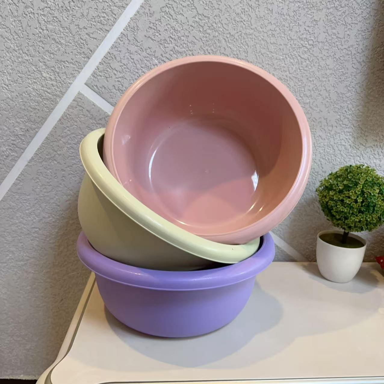 【三个装】三色蛋蛋盆洗脸盆家用学生宿舍高颜值脸盆